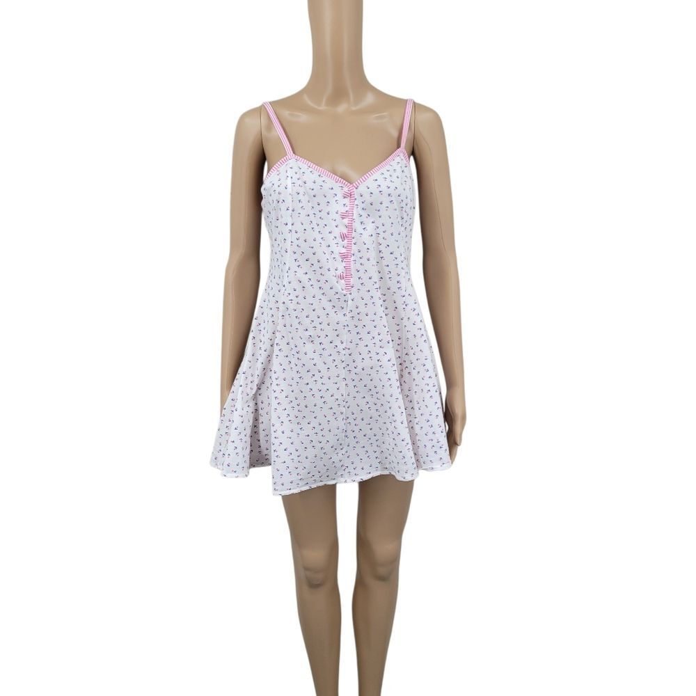 Victoria's Secret Gold Label Vintage Pink and White Cotton Floral Chemise